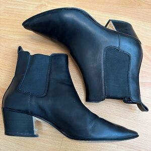 DKNY leather booties almond toe